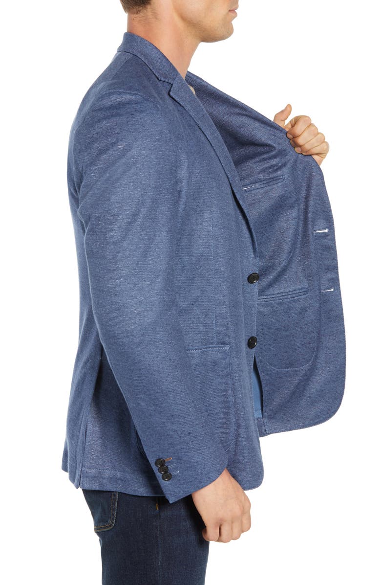 FLYNT Blue Two Button Notch Lapel Regular Fit Soft Knit Sport Jacket, Alternate, color, 