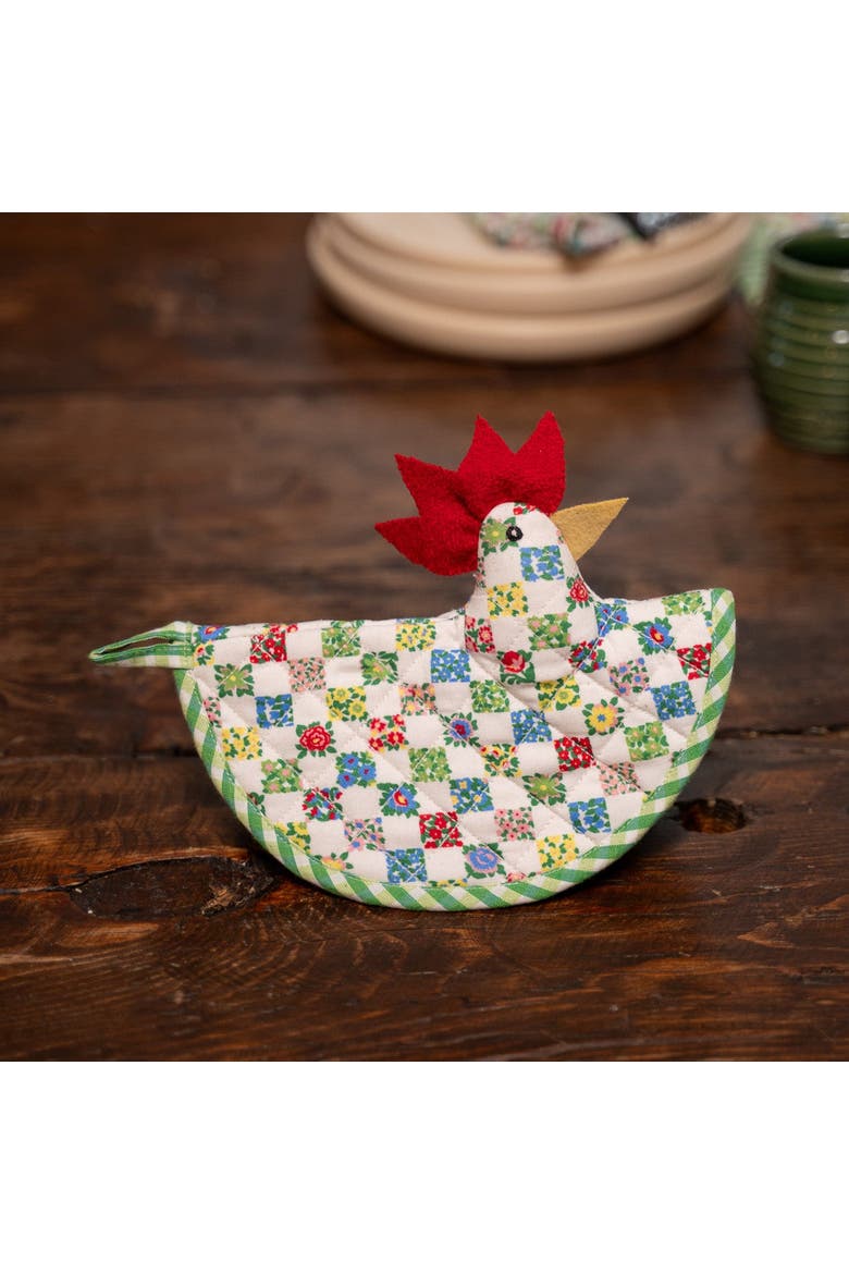 Rebecca Happy Hen Potholder, Alternate, color, Green