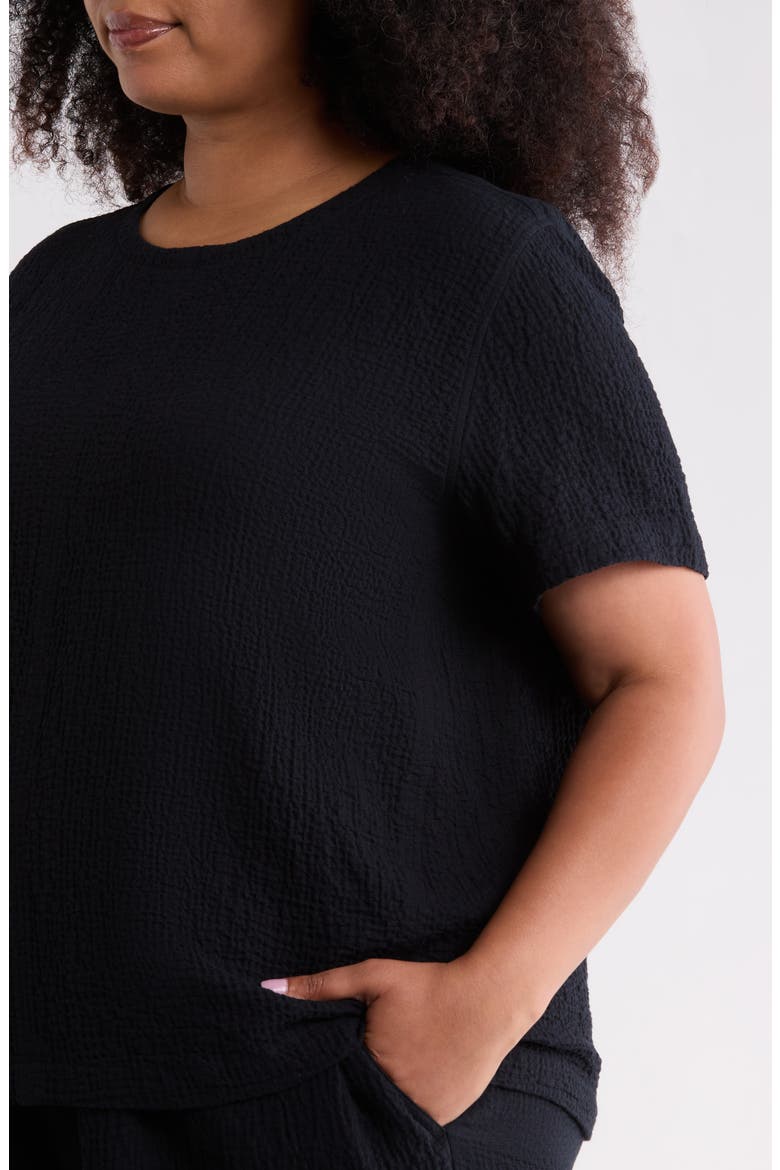 Texture Stretch Organic Cotton Top, Alternate, color, BLACK