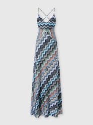 Missoni Long Dress With Crossed Straps In Chevron Viscose