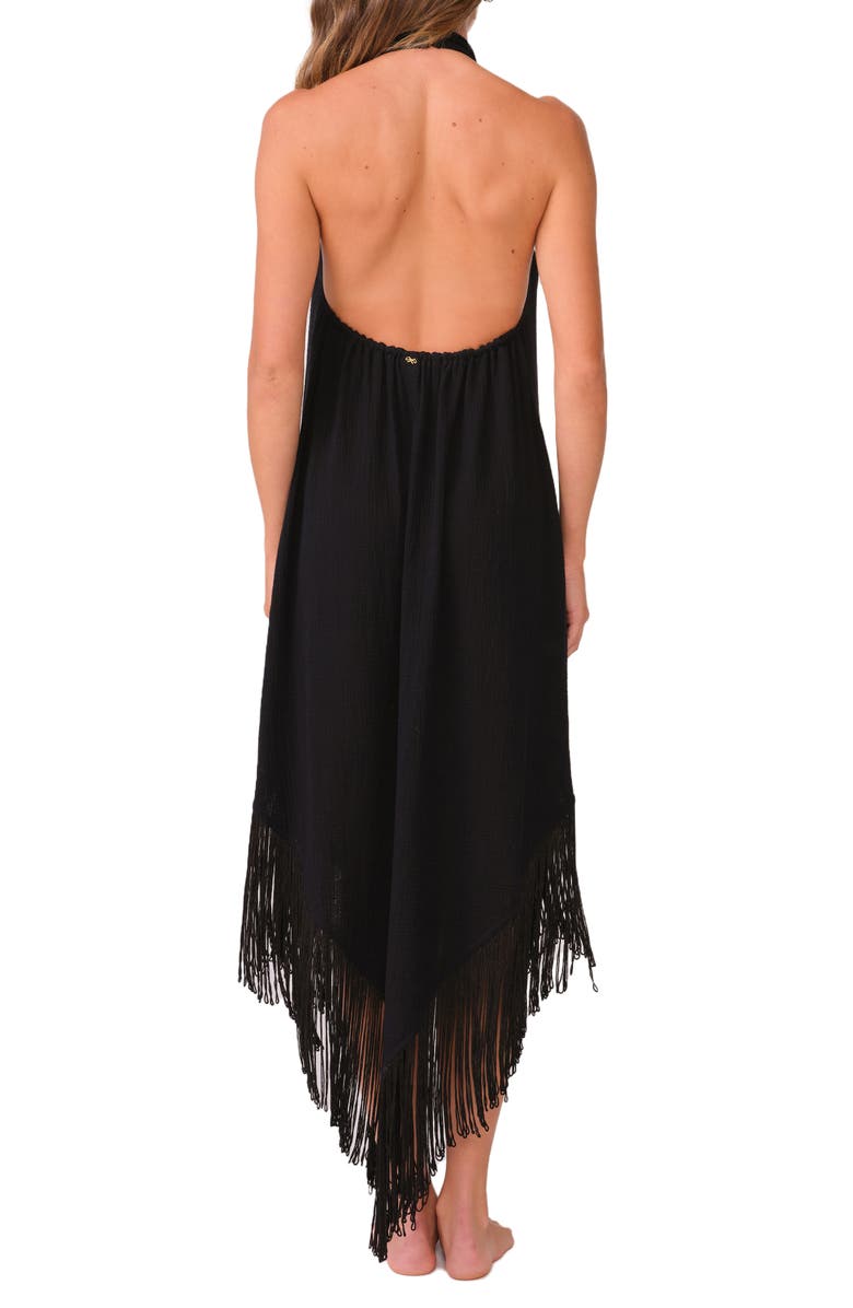PQ SWIM Kate Fringe Cover-Up Halter Dress, Alternate, color, Midnight