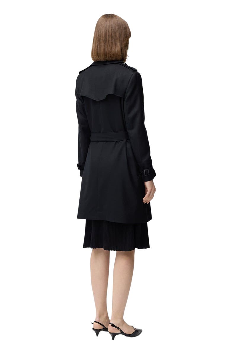 GOBI Mongolian Cashmere Double Breasted Cashmere Trench Coat, Alternate, color, Black