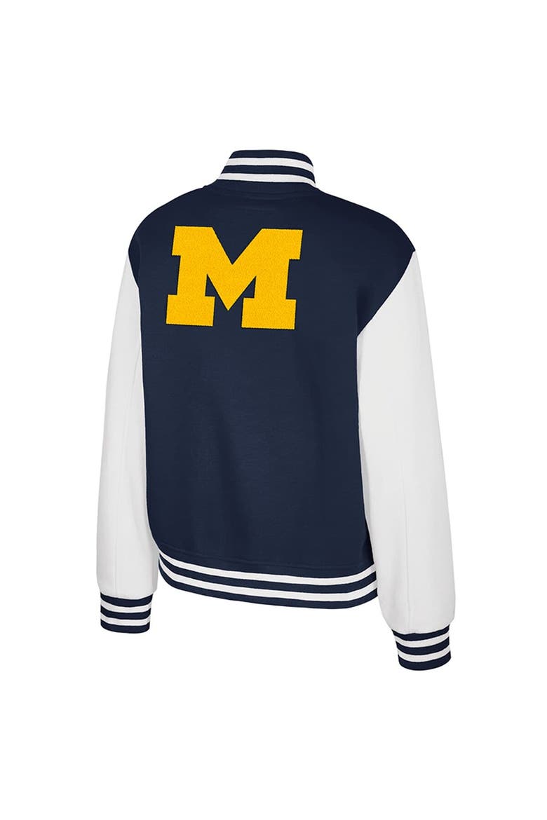 Women's Colosseum Navy Michigan Wolverines French Baguette Full Snap Fleece Jacket, Alternate, color, Navy