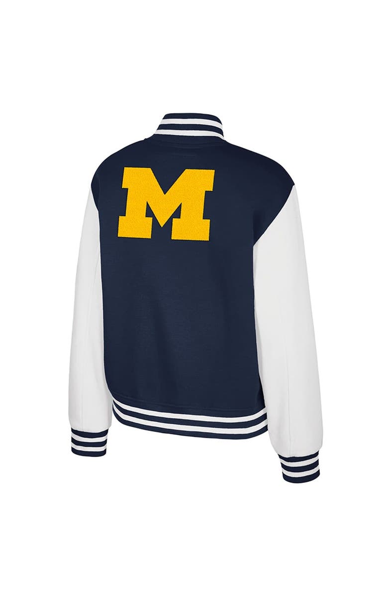 COLOSSEUM Women's Colosseum Navy Michigan Wolverines French Baguette Full Snap Fleece Jacket, Alternate, color, Navy