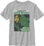 Wicked: For Good Boy's Wicked For Good Elphaba Beware of the Green Menace Graphic T-Shirt