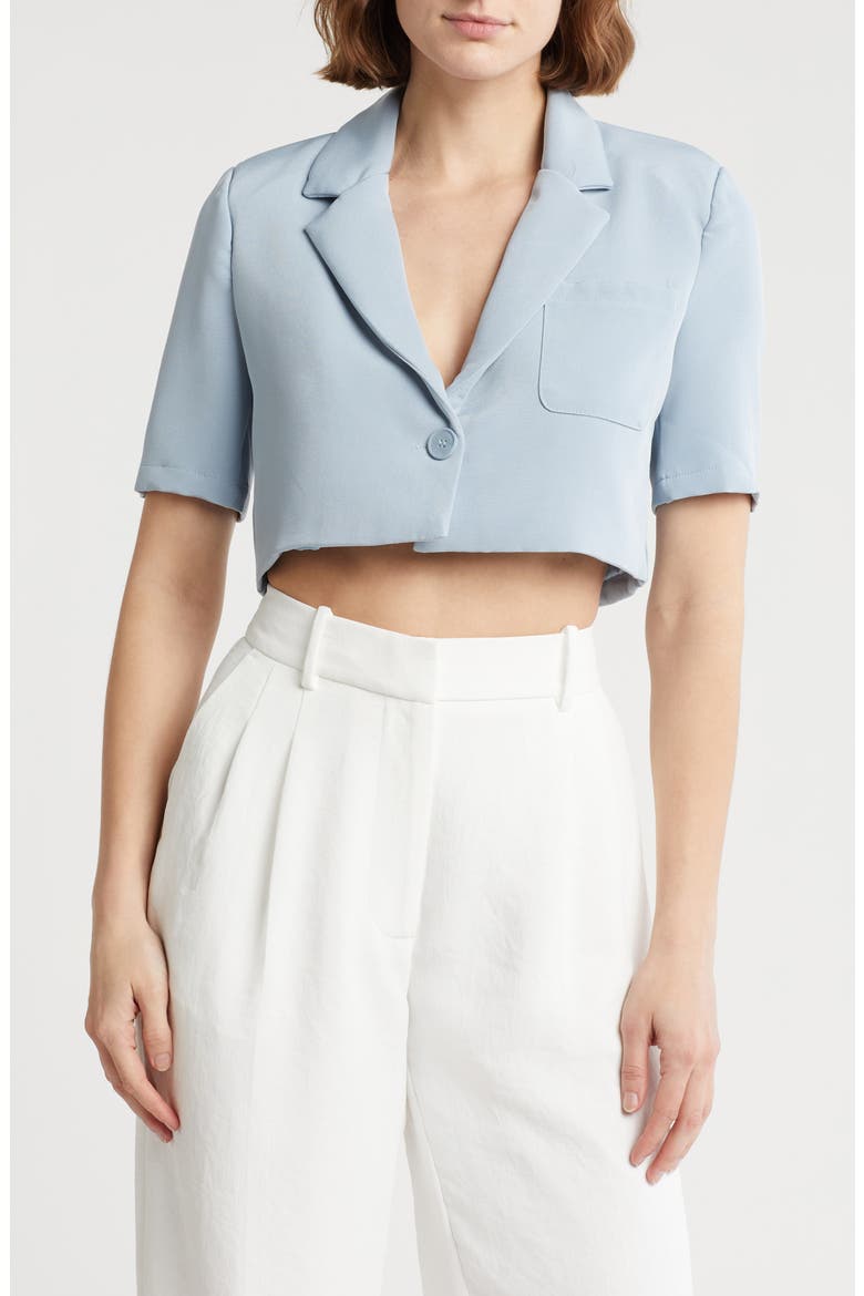 Ryder Short Sleeve Crop Blazer, Main, color, DUSTY BLUE