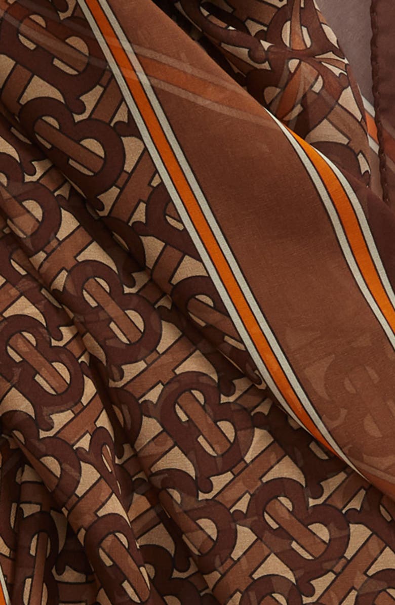 Burberry TB Monogram Mulberry Silk Chiffon Scarf, Alternate, color, 
