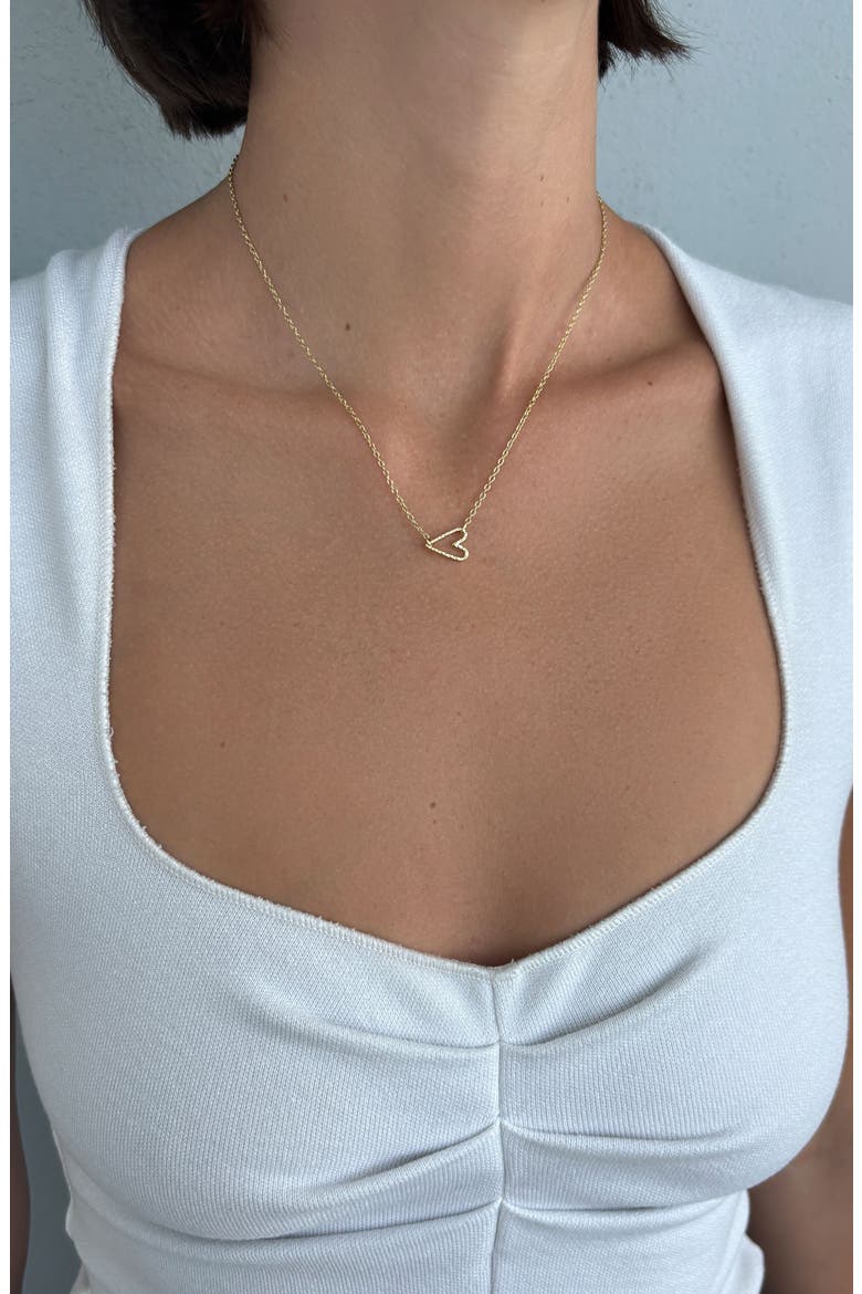 Hammered Open Heart Pendant Necklace, Alternate, color, GOLD
