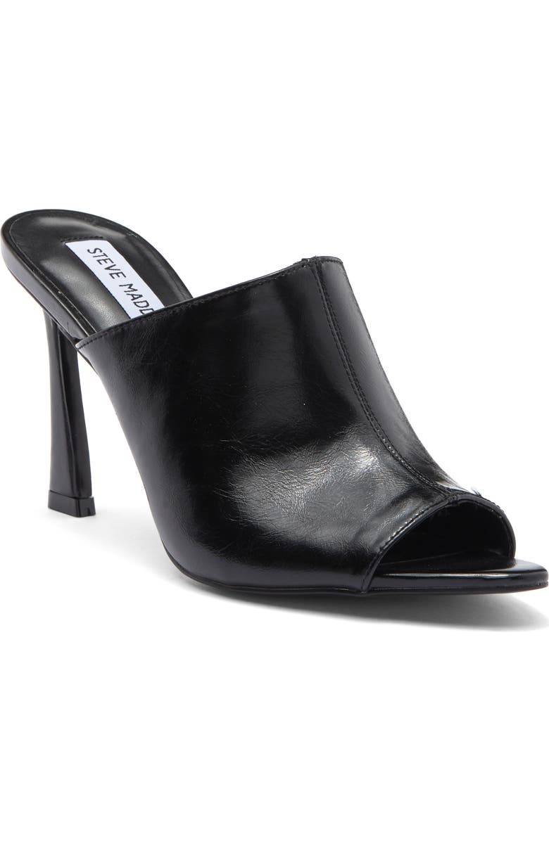 Steve Madden Dayla Peep Toe Mule, Main, color, Black Leather