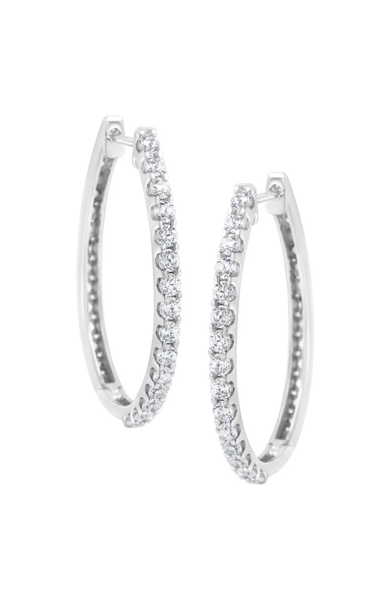 Haus of Brilliance 14K White Gold 2.0 Cttw Diamond Oblong Hinged Hoop Earrings, Alternate, color, White