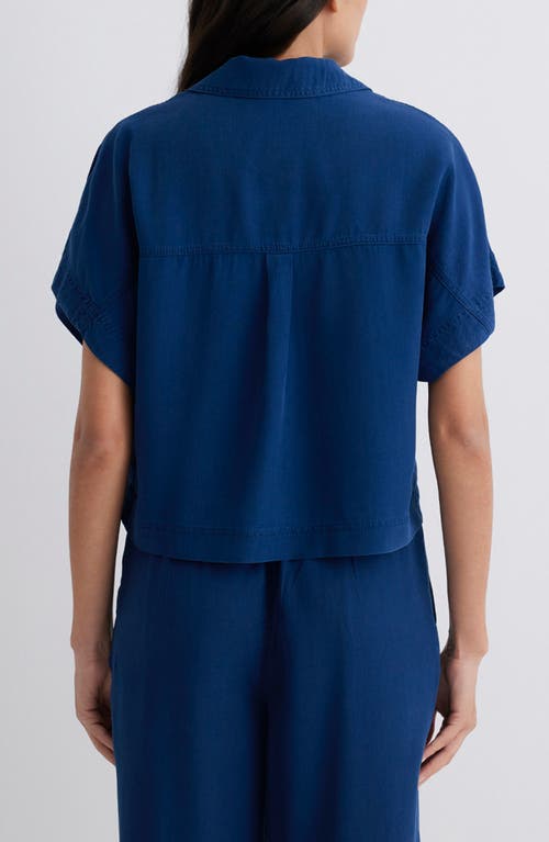 Mavi Jeans Boxy Short Sleeve Button-up Shirt In Blue