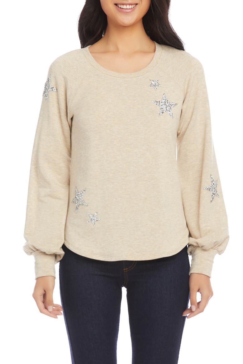 Embellished Fleece Top, Main, color, OATMEAL