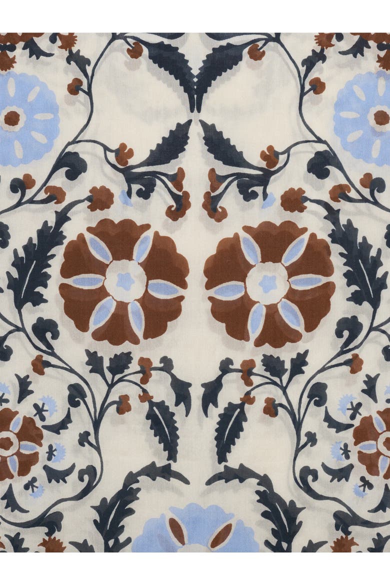 Silk Garden Bloom Square Scarf, Alternate, color, Brown
