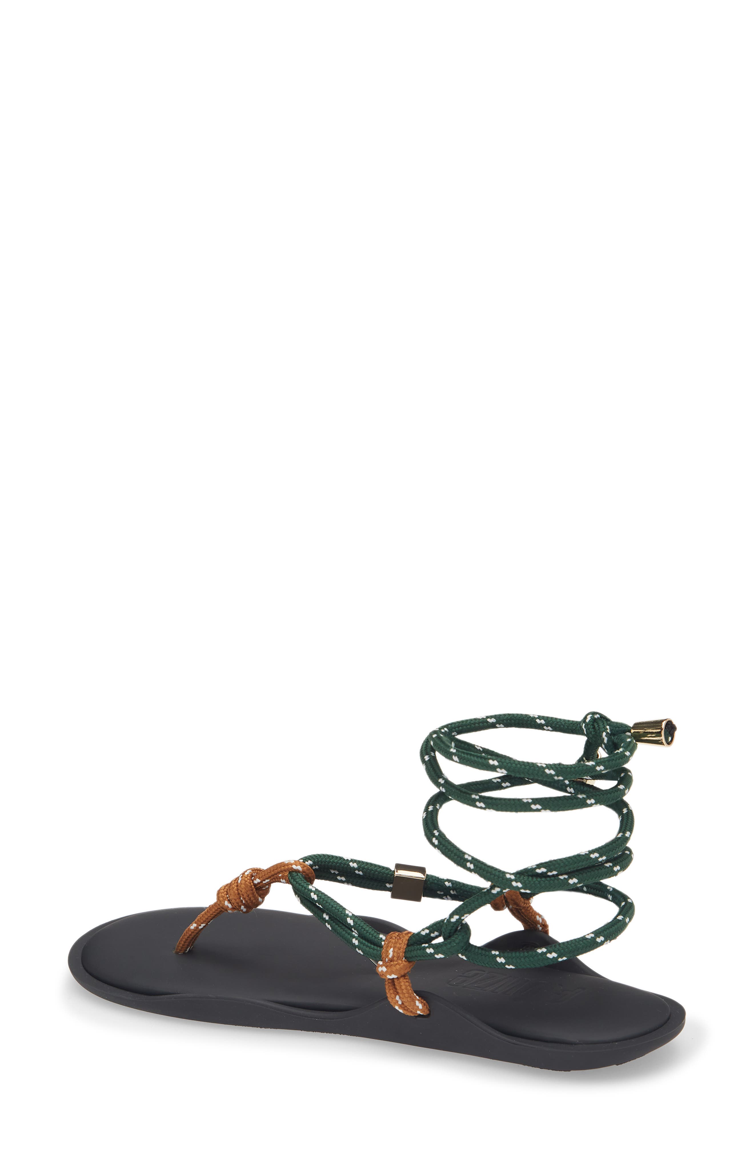 FLOWZE Lace-Up Ropes Water Repellent Thong Slide Sandal, Alternate, color, Hazelnut / Forest Green