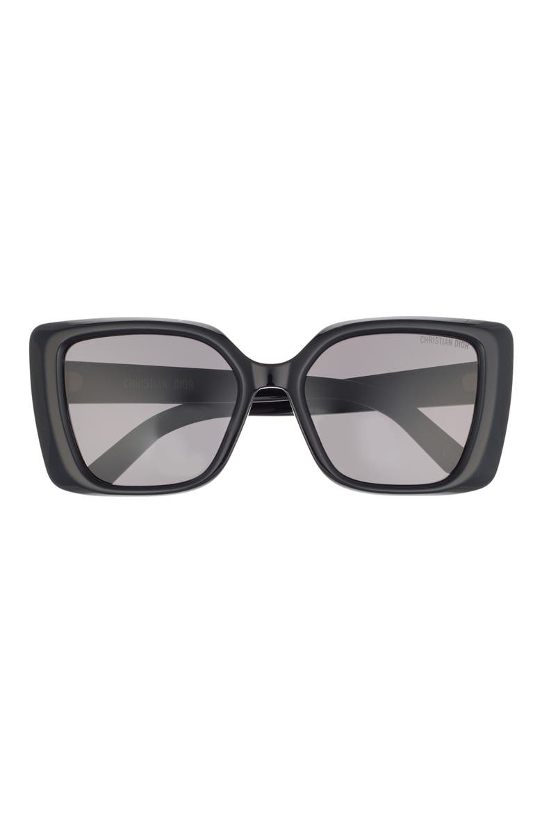 'DiorMidnight S5I 55mm Square Sunglasses, Main, color, SHINY BLACK / SMOKE