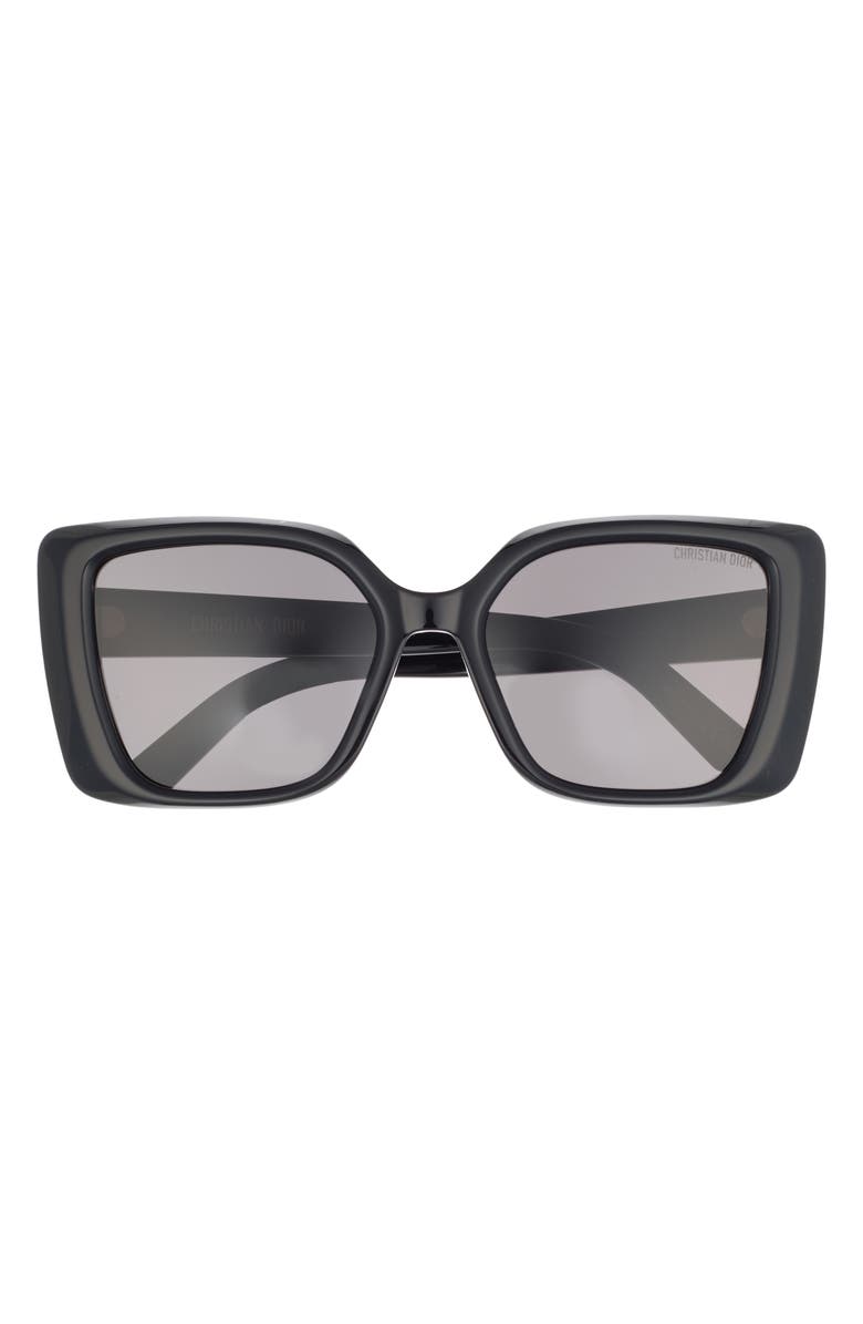DIOR Midnight S5I 55mm Square Sunglasses, Main, color, Shiny Black / Smoke