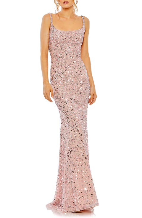 Sequined Low Back Slip Gown