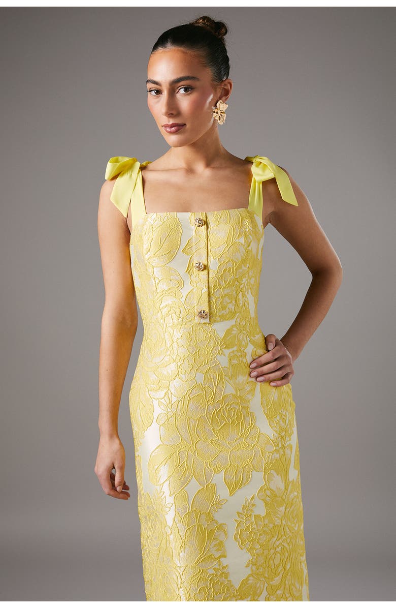 Coast Jacquard Pencil Midi Dress, Alternate, color, Yellow