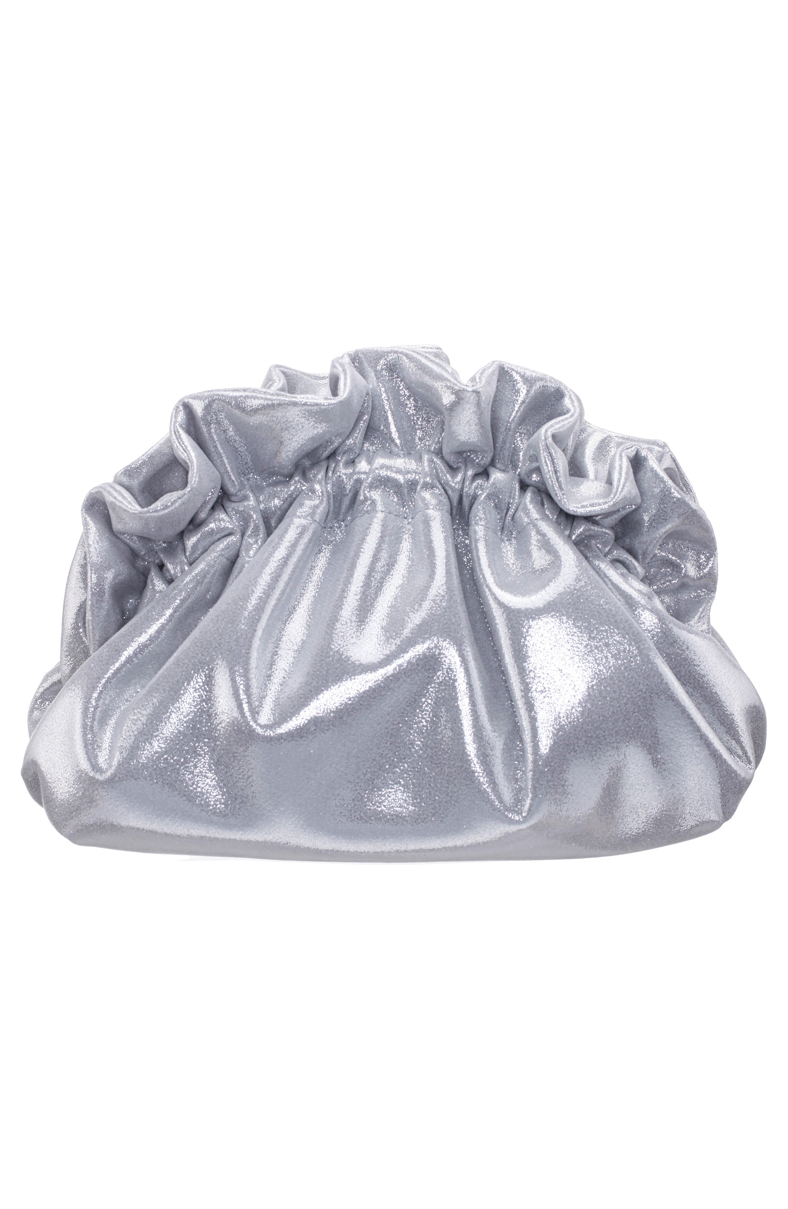Nina Cristy Metallic Clutch, Alternate, color, True Silver