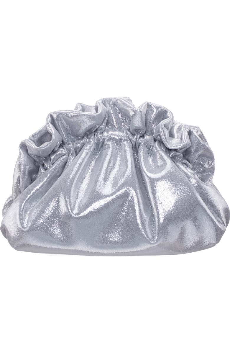 Nina Cristy Metallic Clutch, Alternate, color, True Silver