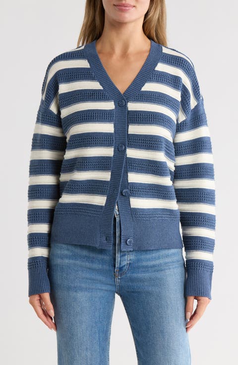 Stripe V-Neck Cardigan