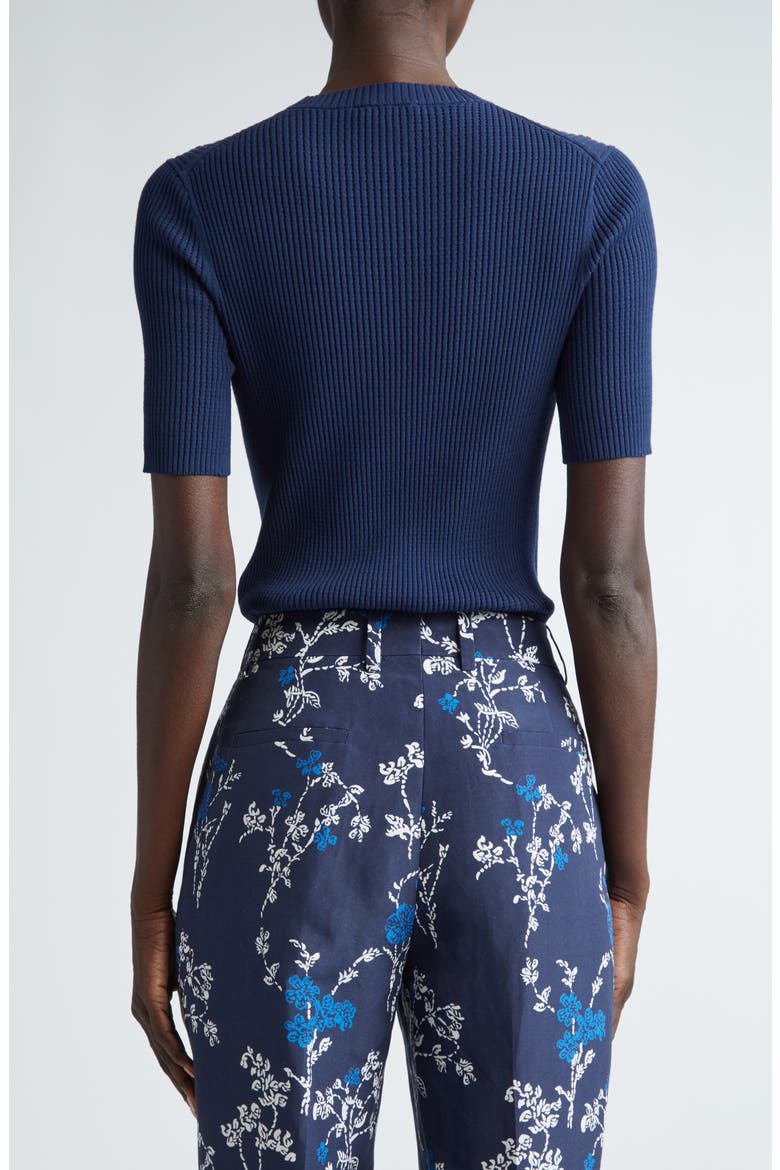 Short Sleeve Pointelle Rib Sweater, Alternate, color, MIDNIGHT BLUE