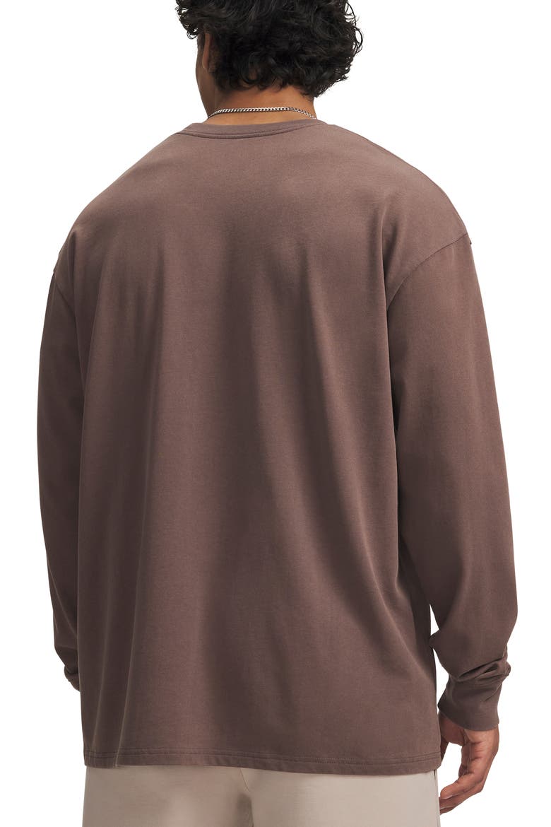 Oversized Washed Long Sleeve Performance T-Shirt, Alternate, color, PEPPERCORN BROWN/ BLACK