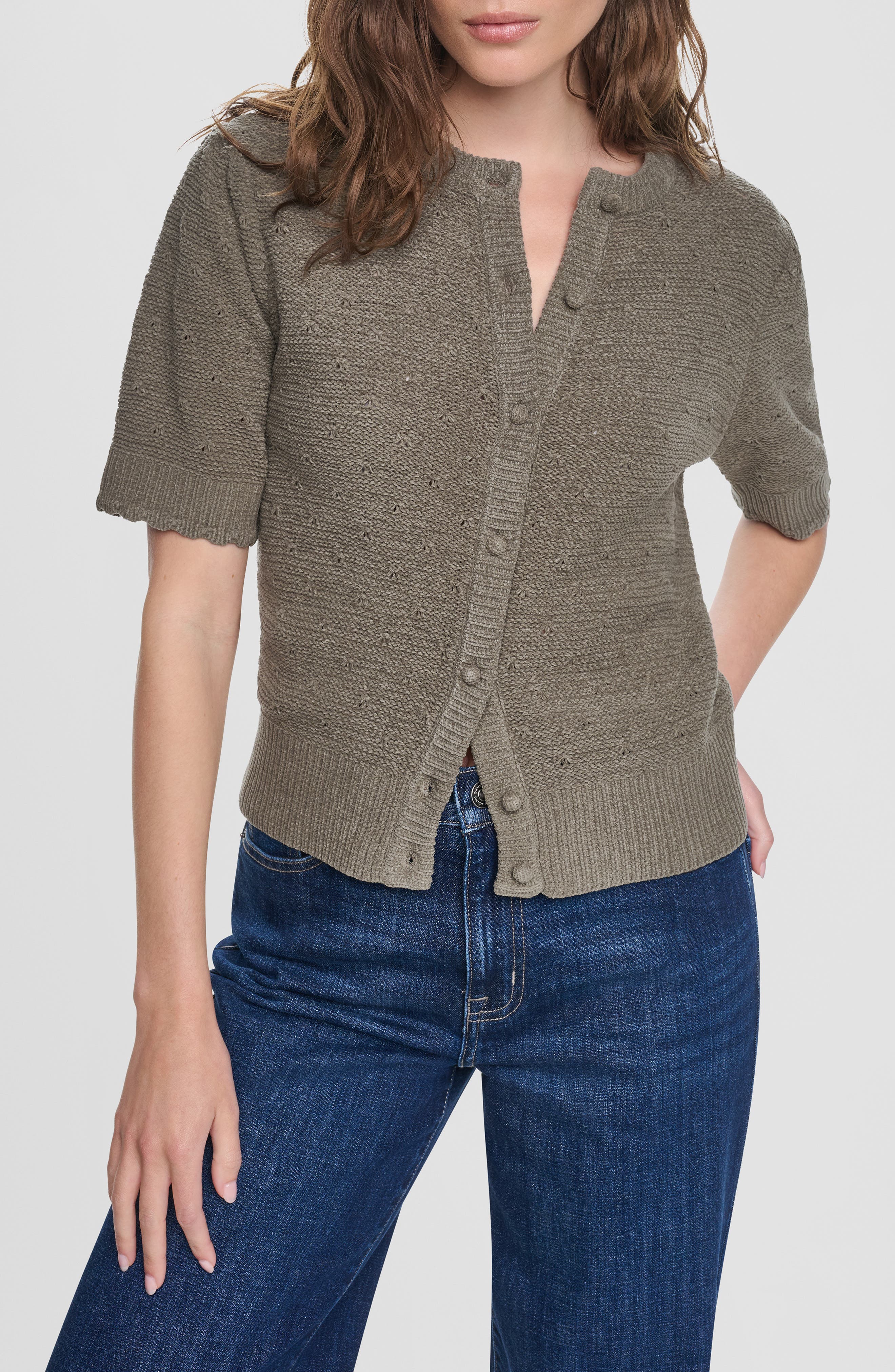 Chenille Short Sleeve Cardigan