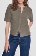 DKNY Jeans Chenille Short Sleeve Cardigan