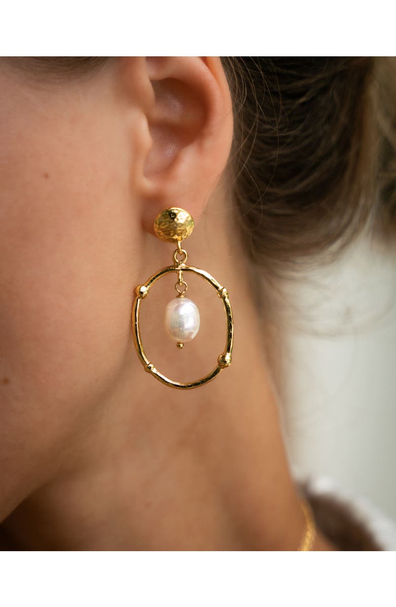 Ottoman Hands Sloane Drop Stud Earrings, Alternate, color, Brass