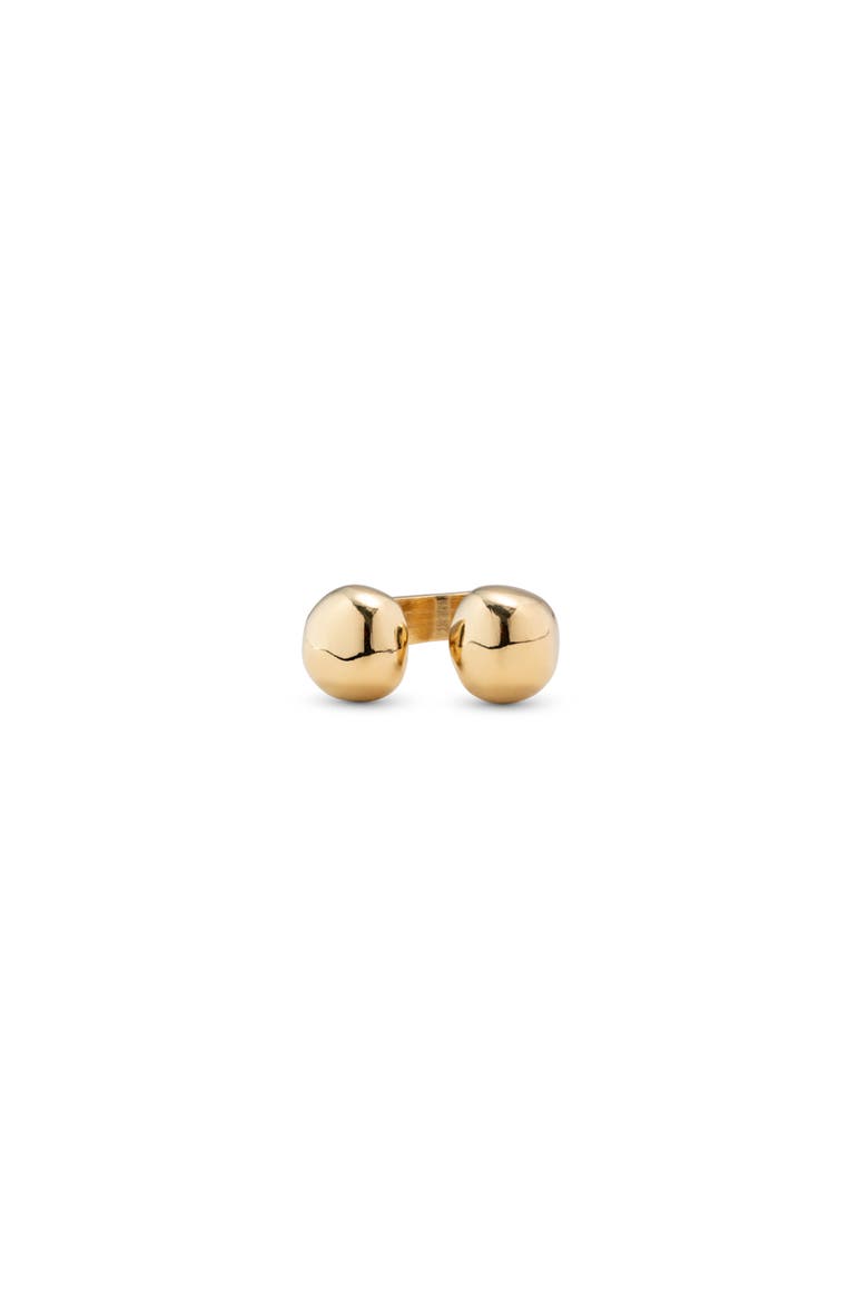 Open Ring with Two Beads, Alternate, color, Gold