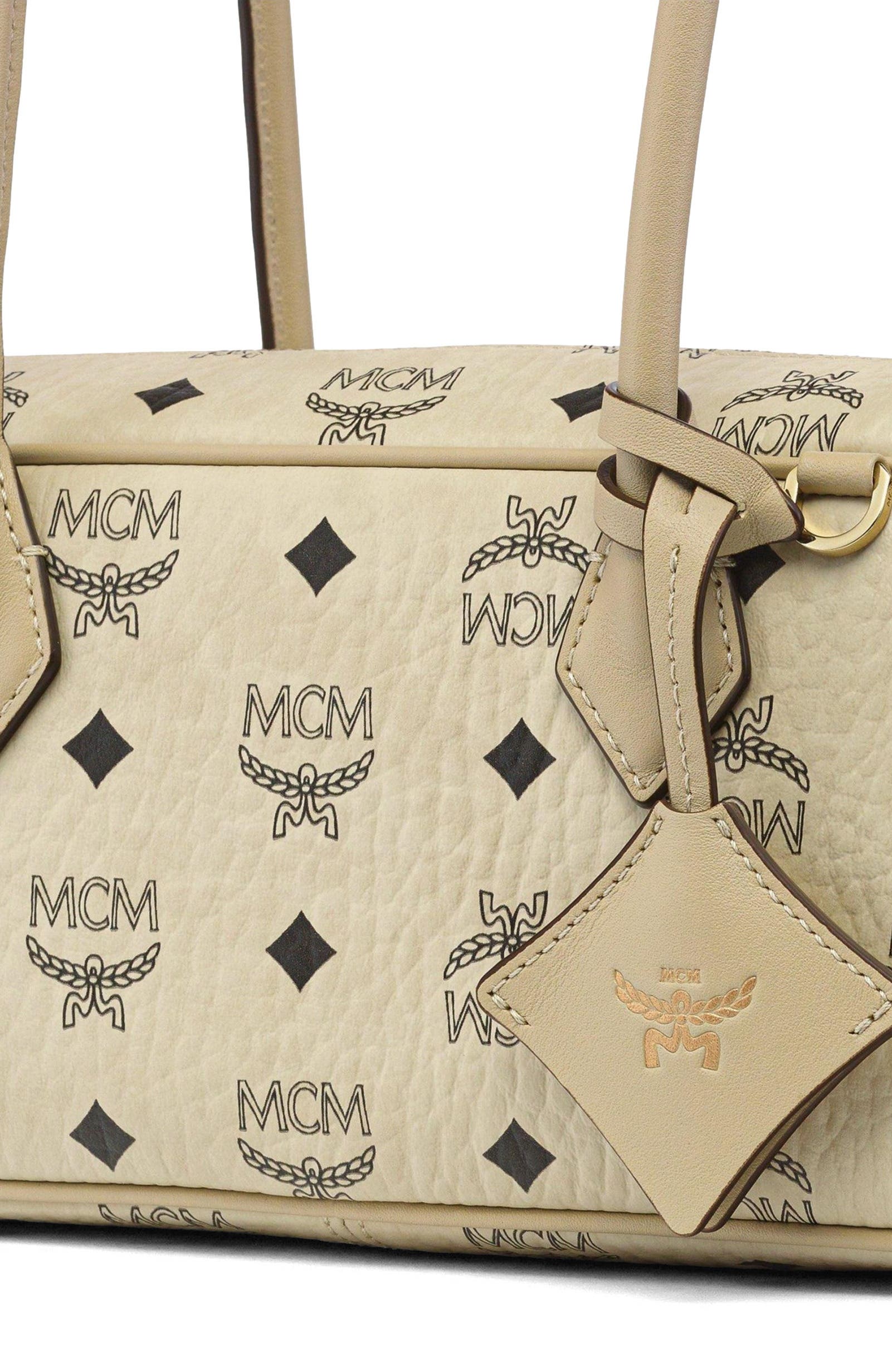 Small Aren East West Shoulder Bag in Visetos, Alternate, color, Beige