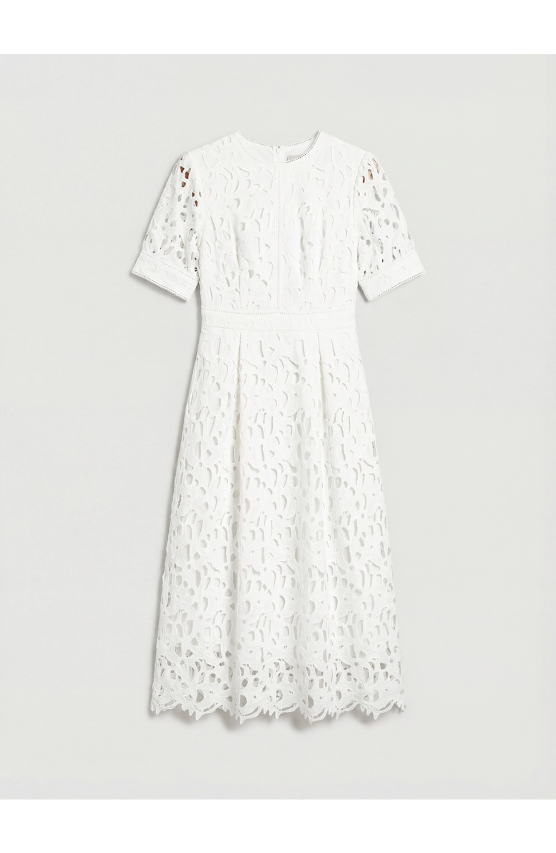 Coast Short Sleeve Lace Midi Dress, Alternate, color, Ivory
