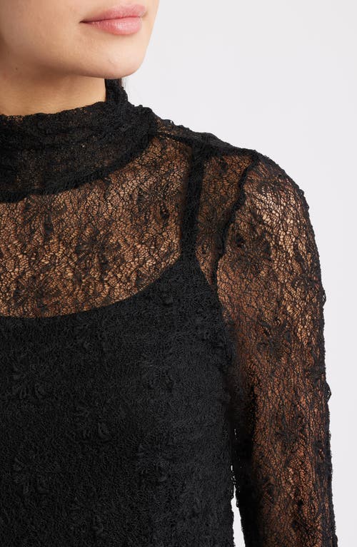 Wit & Wisdom Mock Neck Sheer Knit Top In Black