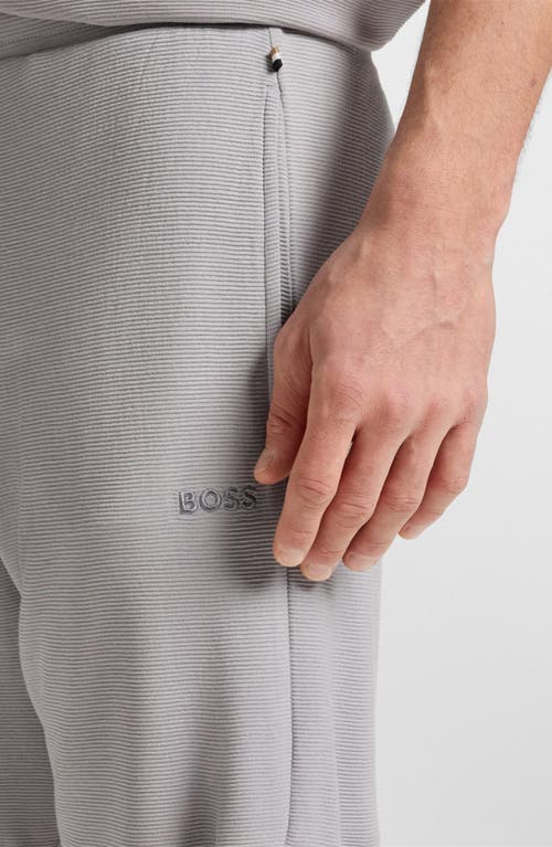 Hugo Boss Boss Ribbed Knit Pajama Shorts In Gray