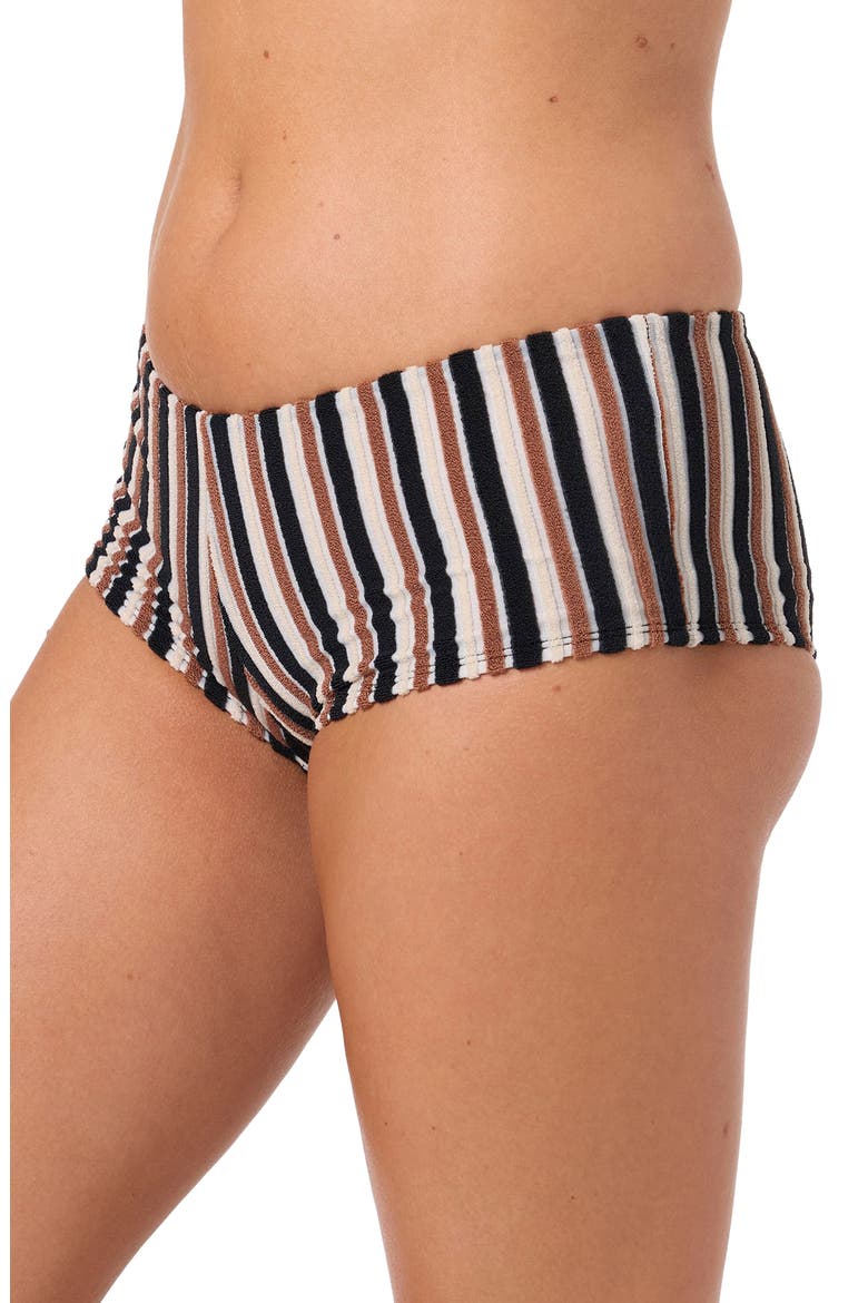 Sand Dollar Stripe Surf's Up Boyshort Bikini Bottoms, Alternate, color, BLACK