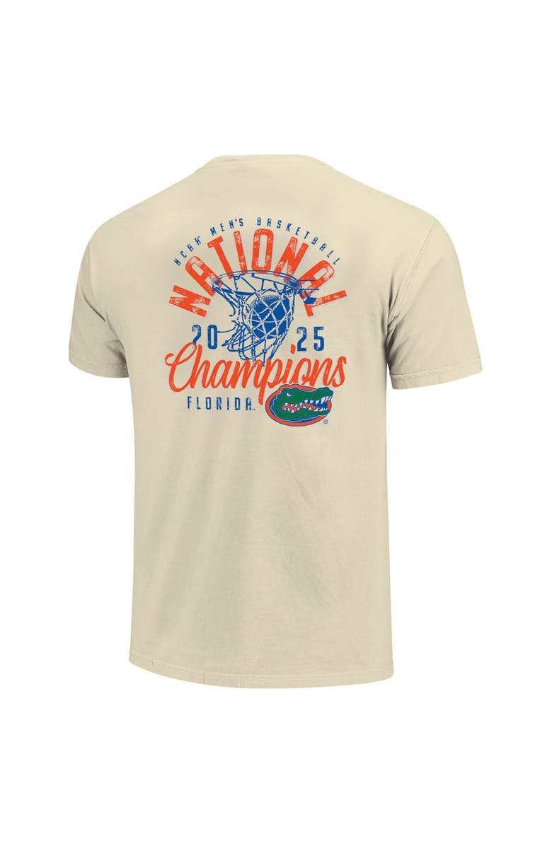 IMAGE ONE Men's Natural Florida Gators 2025 NCAA Men's Basketball National Champions Distressed Net T-Shirt, Alternate, color, 