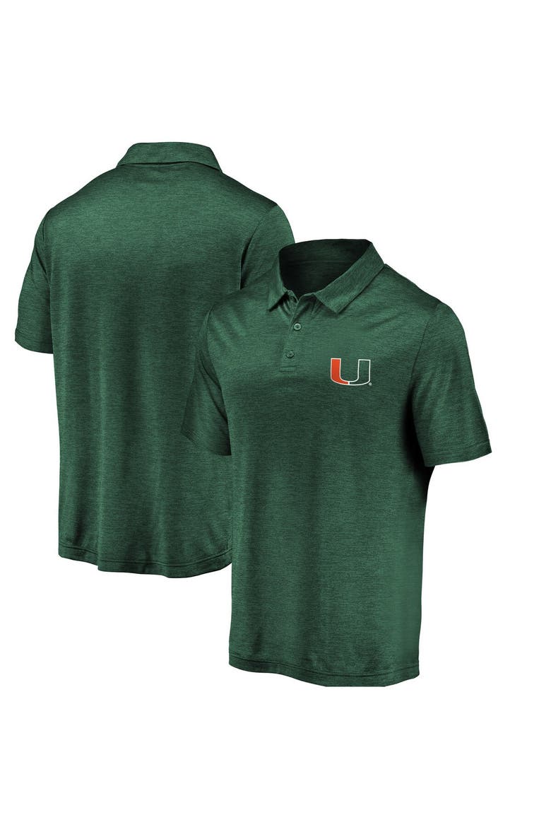 Men's Fanatics Green Miami Hurricanes Primary Logo Striated Polo, Main, color, GREEN