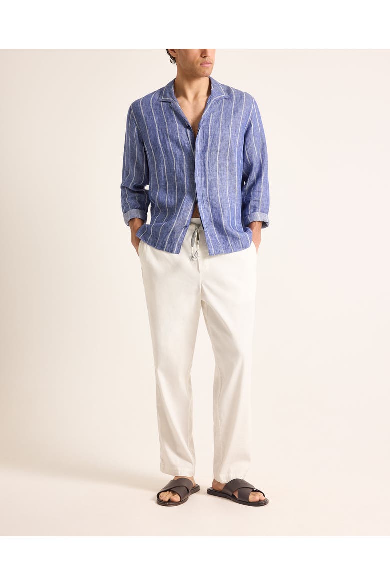 Sylvan Lino Relaxed Fit Linen Stripe Shirt, Main, color, Nightfall Blue Stripe