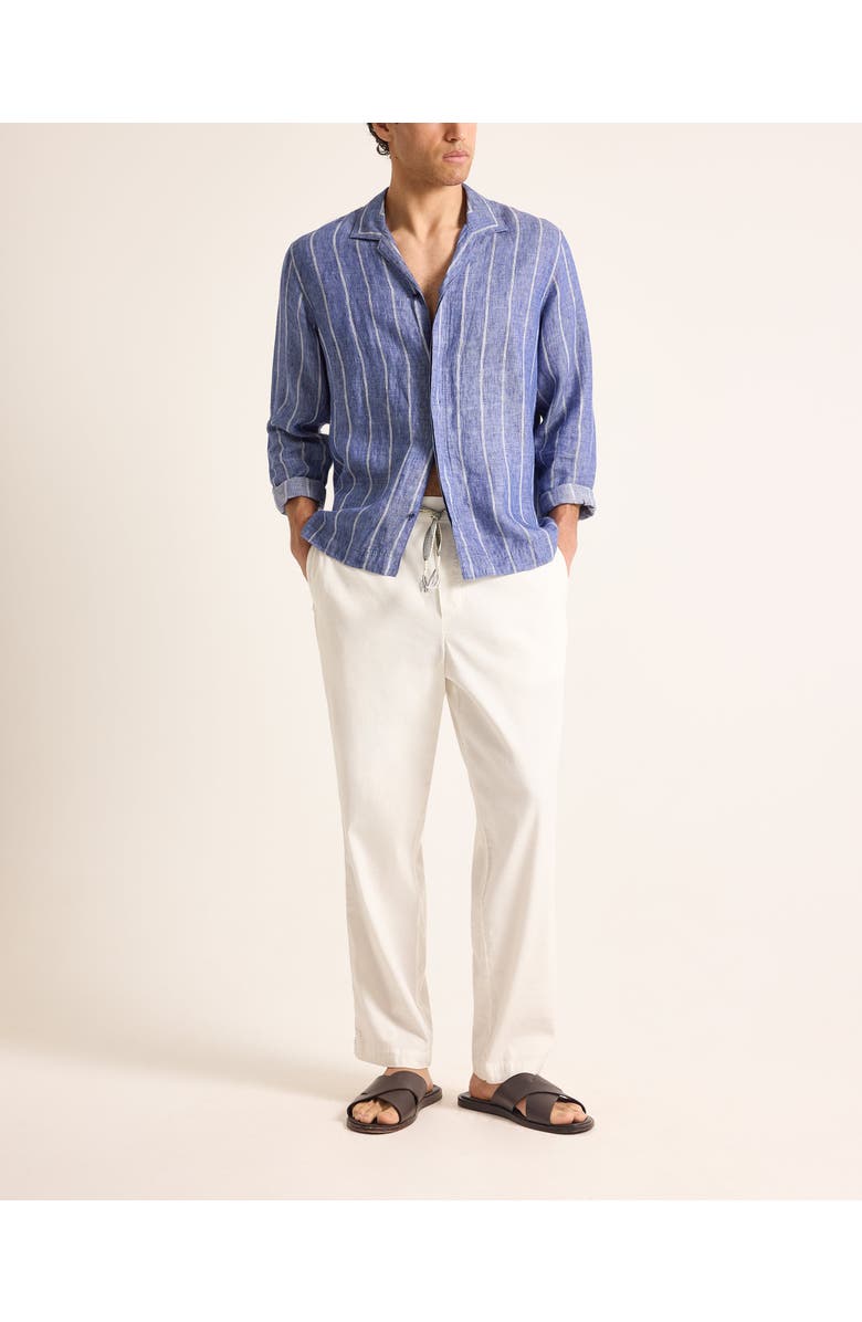 Orlebar Brown Sylvan Lino Relaxed Fit Linen Stripe Shirt, Main, color, Nightfall Blue Stripe