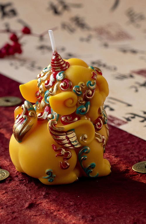 Southlake Gifts Chinese Fortune Pixiu Candle In Yellow/red/teal
