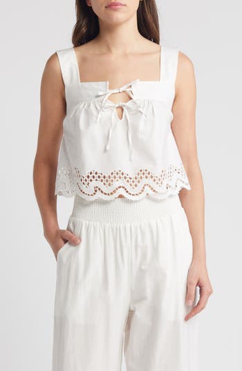 Rails Blythe Sleeveless Crop Top In White