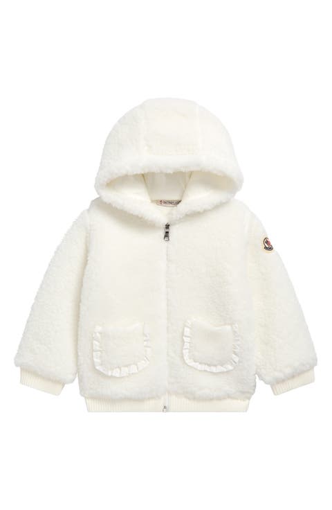 MONCLER フーディー なめらかソフトコットン Moncler Enfant - Girls Ivory Sanaa Hooded Down Coat