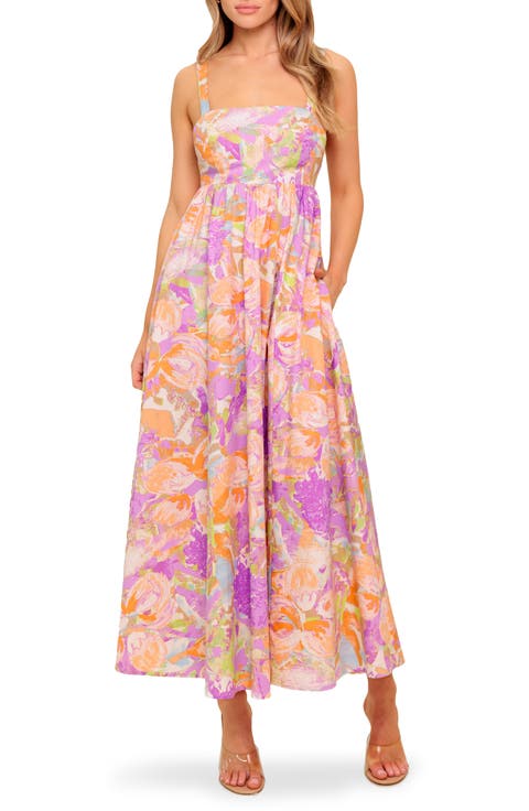 Tie Back Fit & Flare Midi Dress