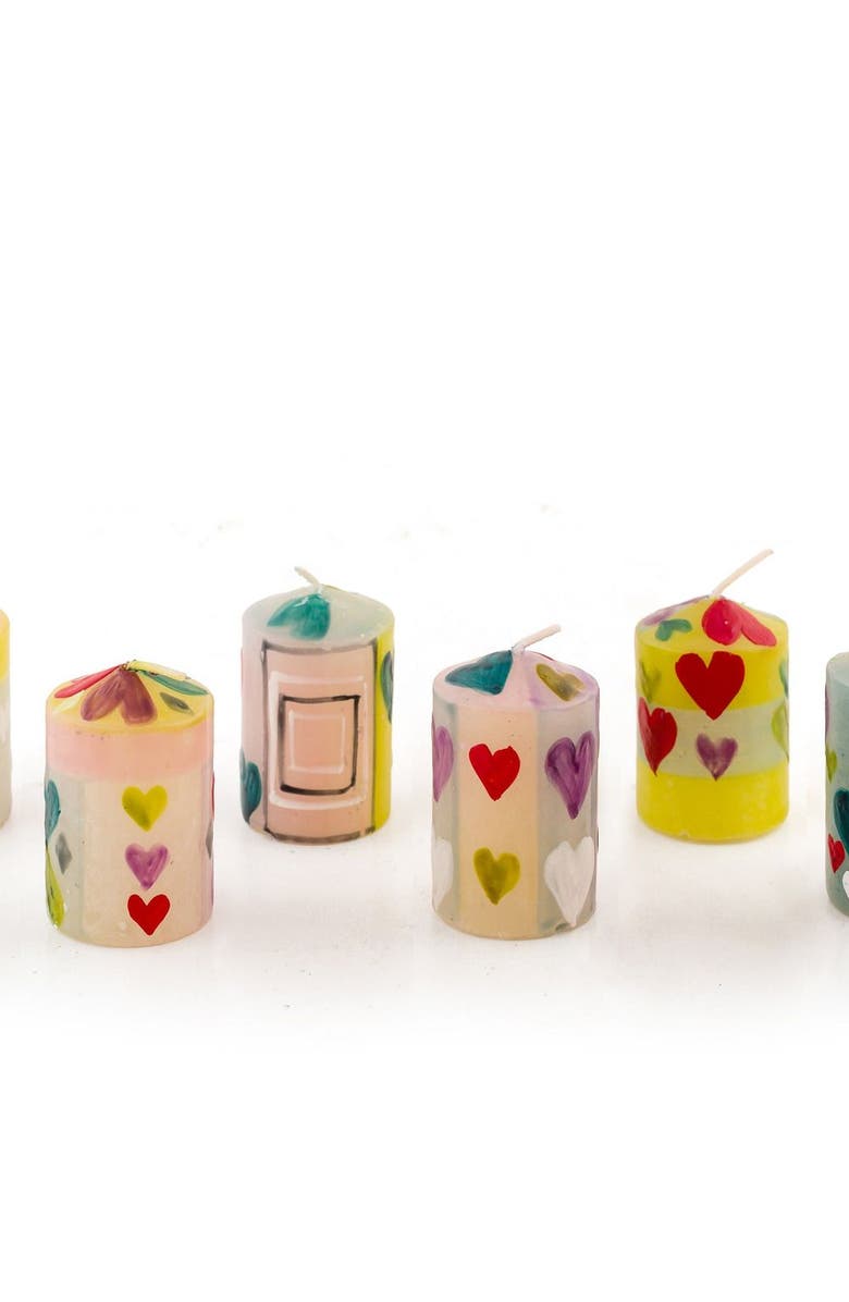 Thumbprint Artifacts Pastel Hearts Painted Voltive Candles - Set of 6, Main, color, Pastel Hearts - 2"