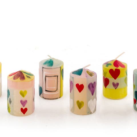 Pastel Hearts Painted Voltive Candles - Set of 6