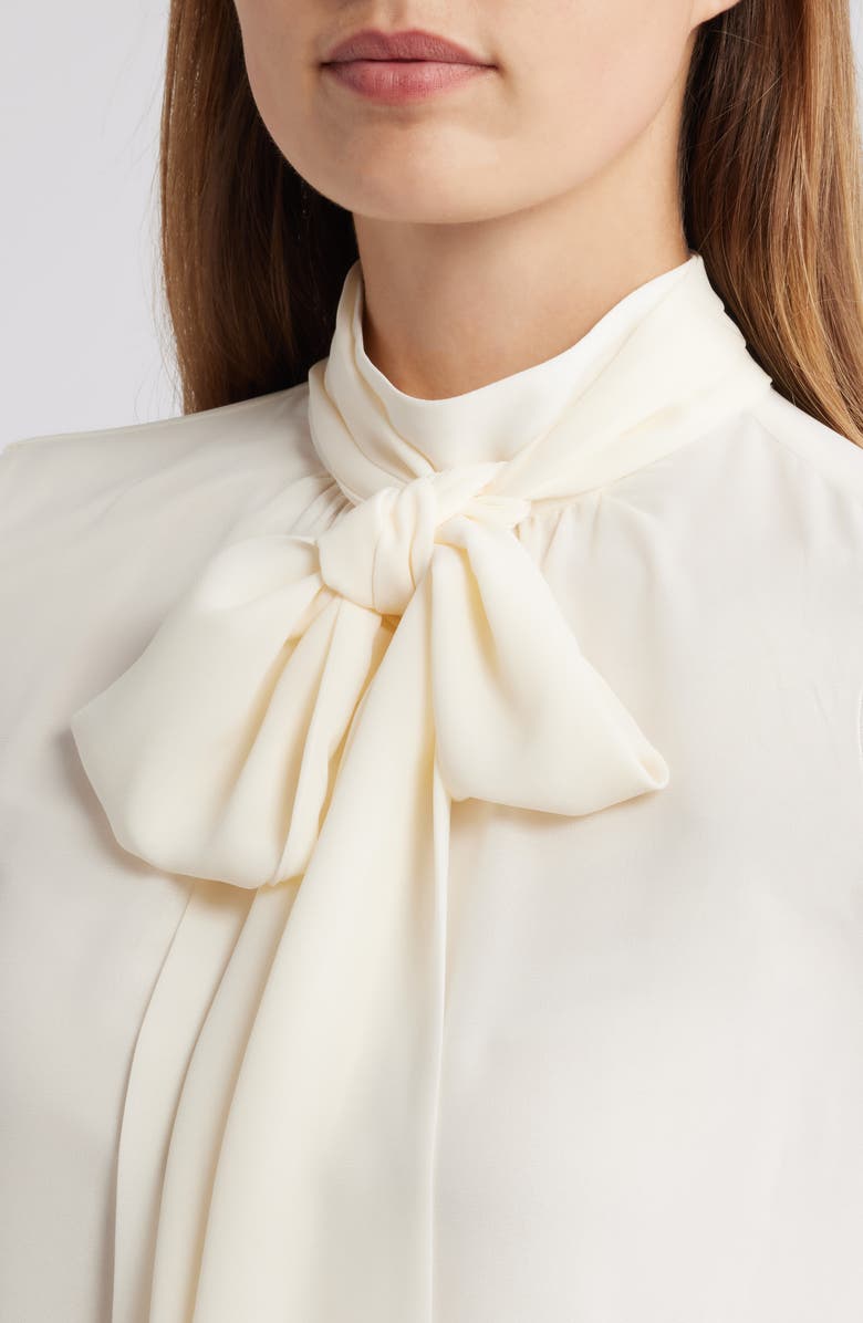 Anne Klein Tie Neck Top, Alternate, color, White Dove