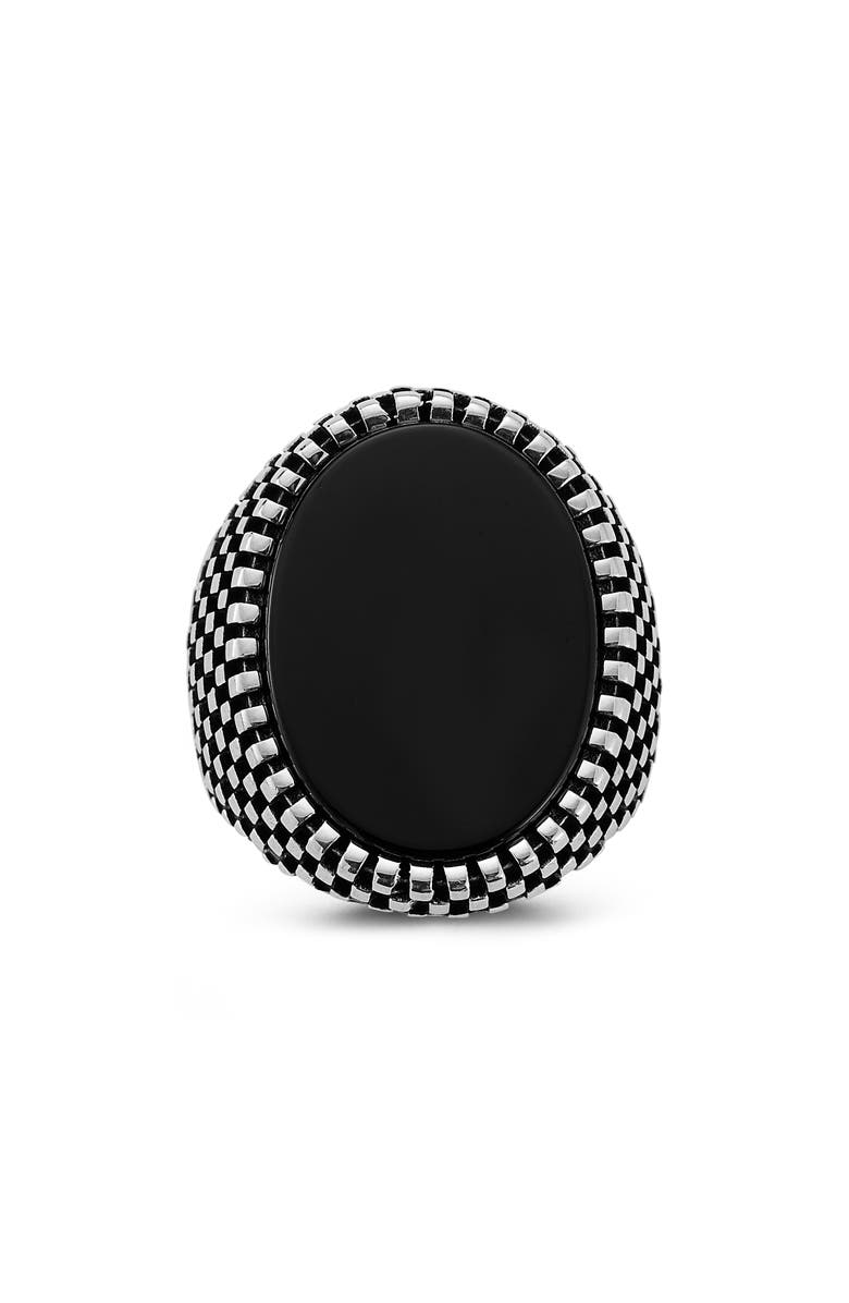 Yield of Men Sterling Silver Onyx Signet Ring, Alternate, color, Silver