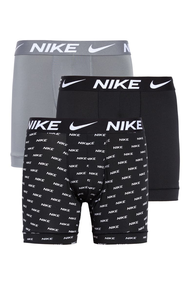 3-Pack Dri-FIT Essential Micro Boxer Briefs, Main, color, NIKE LOGO PRINT/ GREY/ BLACK