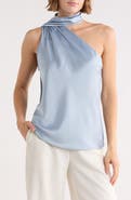 Renee C Scarf Detail One-Shoulder Satin Top